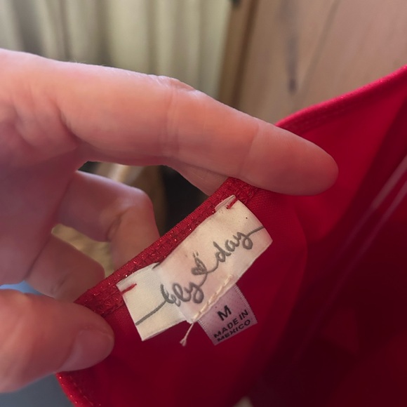 Lovely Day Red Sparkle Mini Slip Dress - Picture 4 of 4